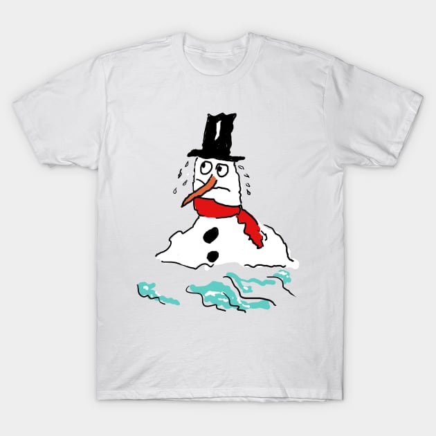 Climate Change Melty Snowman T-Shirt by Coppack